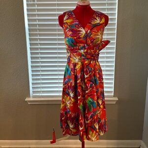 Rabbit Rabbit Rabbit Designs Women's Colorful Belted Size 4 Fit-and-Flare Dress